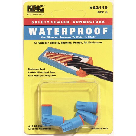 Dryconn King Innovation Dryconn Copper Wire Waterproof Wire Connector Aqua/Orange 6 pk 62110